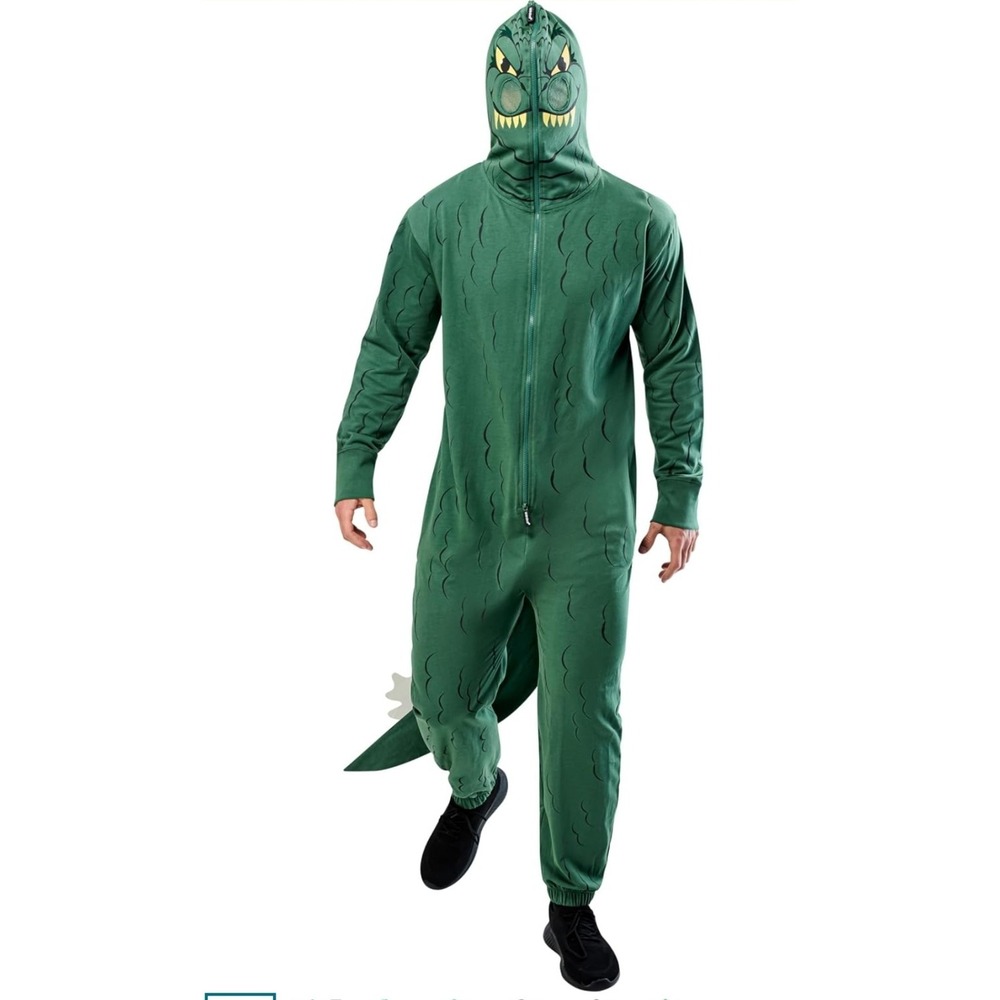 Rubies Godzilla Hooded Comfywear Adult XL 40-42 Green Costume Jumpsuit